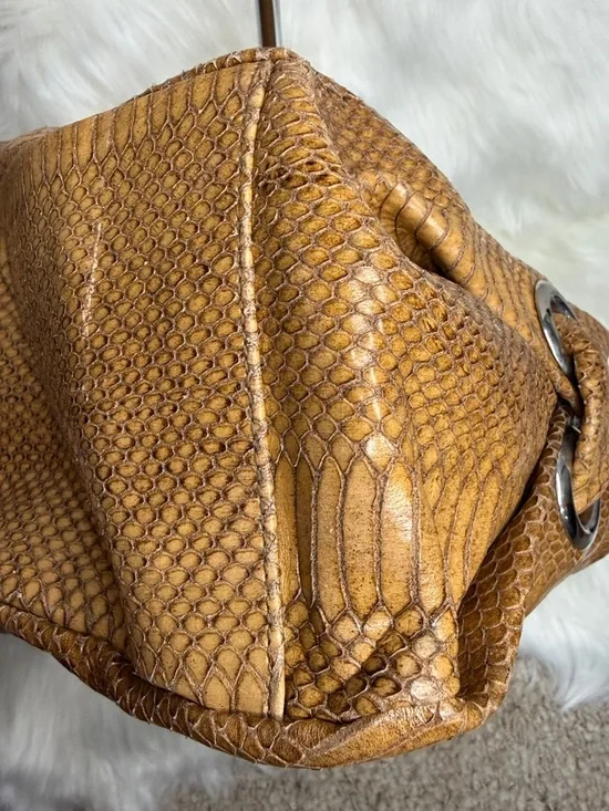 Furla Cognac Snake-Embossed Hobo Bag - Picture 4 of 10
